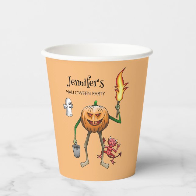 Trick oder Treat Pumpkin Pappbecher (Vorderseite)