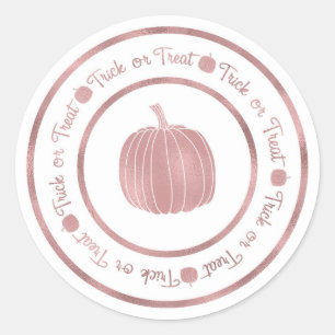 Trick oder Treat & Pumpkin Rose Gold Glam Hallowee Runder Aufkleber