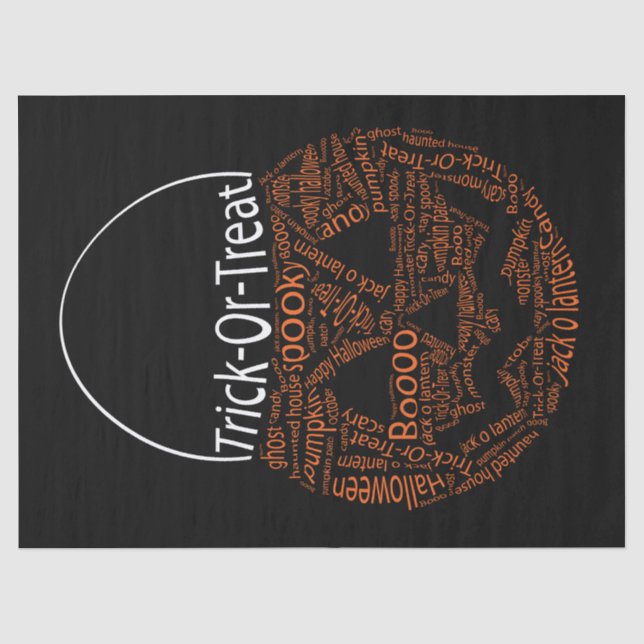 Trick oder Treat Pumpkin Typografie Orange Seidenpapier (Vorderseite)