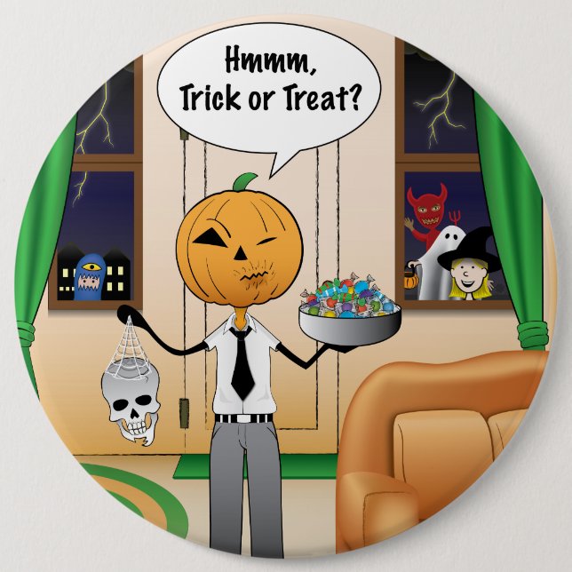 Trick oder Treat Pumpkin Vater Button (Vorderseite)