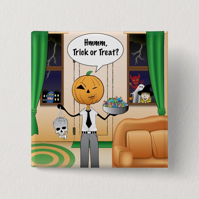Trick oder Treat Pumpkin Vater Button (Vorderseite)