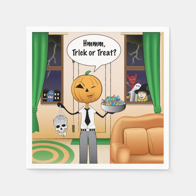 Trick oder Treat Pumpkin Vater Serviette (Vorderseite)