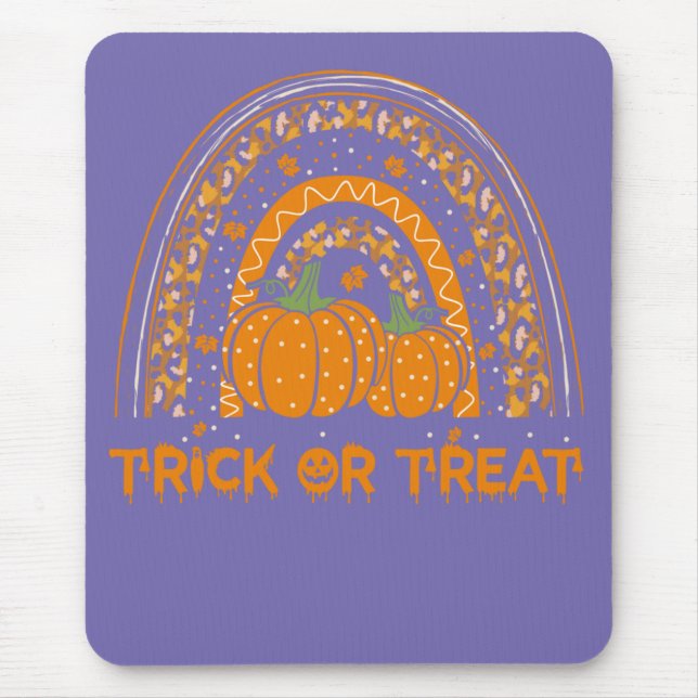 Trick oder Treat Rainbow Pumpkin Halloween-Kostüm Mousepad (Vorne)