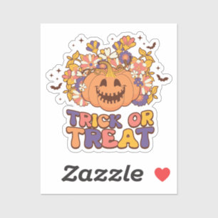 Trick oder Treat Retro Groovy Halloween Aufkleber