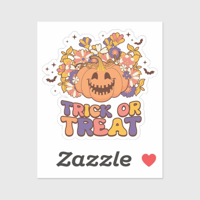 Trick oder Treat Retro Groovy Halloween Aufkleber (Blatt)