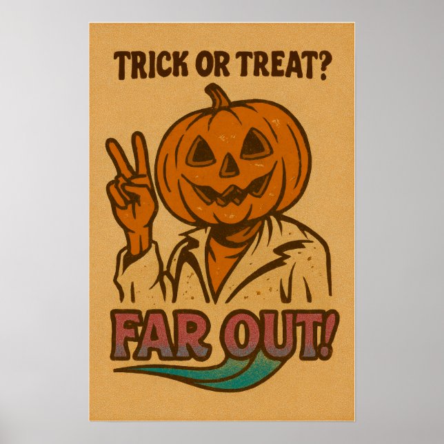 Trick oder Treat? | Retro Halloween Pumpkin Poster (Vorne)