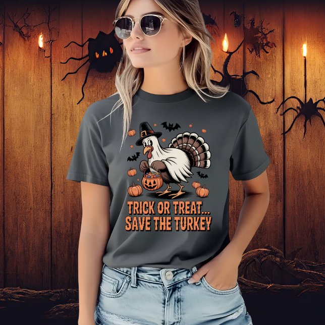 Trick oder Treat Rettete die Türkei Witziges Hallo T-Shirt (Von Creator hochgeladen)