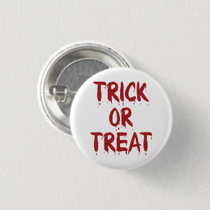 Trick oder Treat roten Blut Typografie Halloween Button