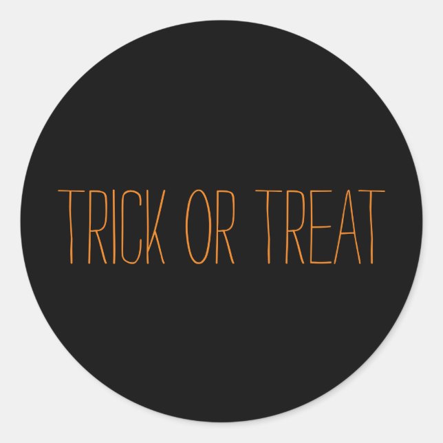 Trick oder Treat schwarz & orange Spooky Halloween Runder Aufkleber (Vorderseite)