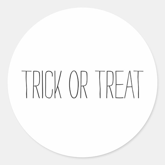 Trick oder Treat schwarz-weiß Spooky Halloween Runder Aufkleber (Vorderseite)