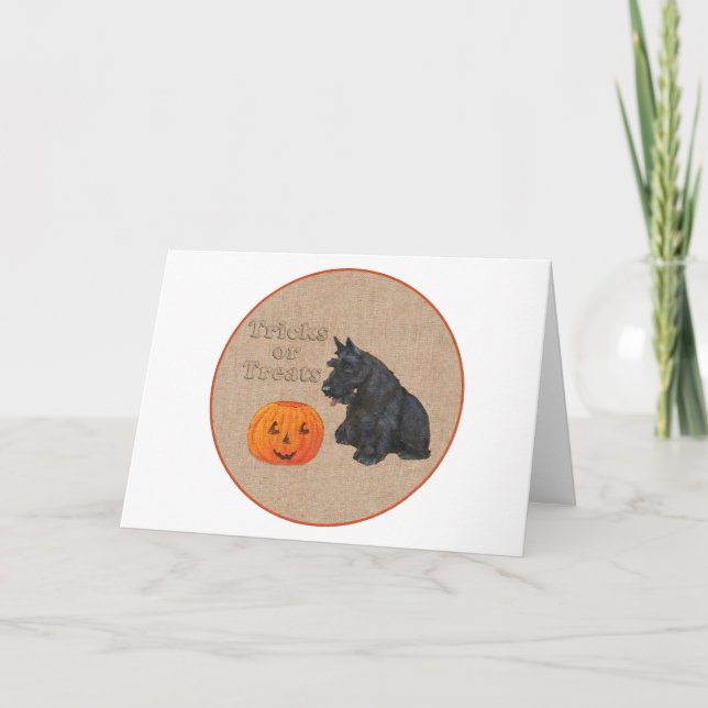 Trick oder Treat Scottie Dog Karte (Vorderseite)