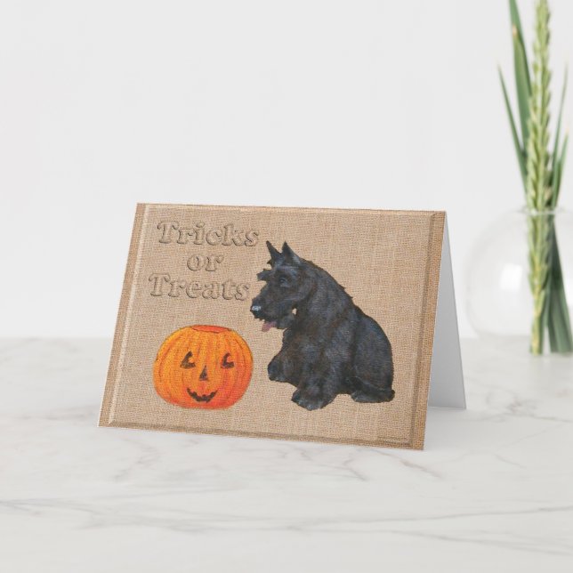 Trick oder Treat Scottie Dog Karte (Vorderseite)