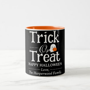 Trick oder Treat Spooky Halloween Familie Zweifarbige Tasse