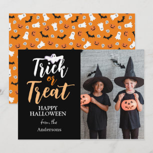 Trick oder Treat Spooky Halloween Family Foto Feiertagskarte