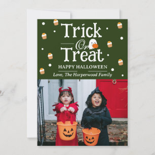 Trick oder Treat Spooky Halloween Foto Feiertagskarte