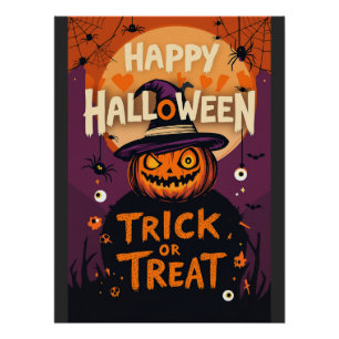 Trick oder Treat Spooky Pumpkin Halloween-Party Poster