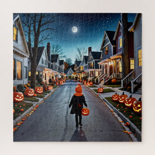 Trick oder Treat Street - Whimsisches Halloween-Ab Puzzle