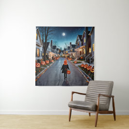 Trick oder Treat Street - Whimsisches Halloween-Ab Wandteppich
