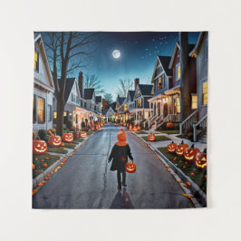 Trick oder Treat Street - Whimsisches Halloween-Ab Wandteppich