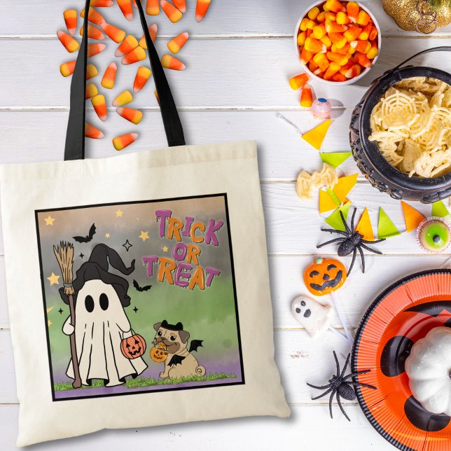 Trick oder Treat-Tasche mit Ghost und Hund Tragetasche (Von Creator hochgeladen)