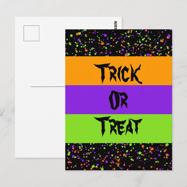 Trick oder Treat / Tier / Punkte / Postkarte (Vorne/Hinten)