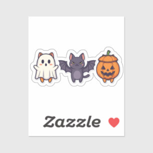 Trick oder Treat Trio - Niedliche Halloween-Katze Aufkleber