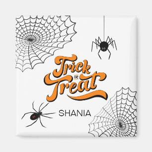 Trick oder Treat Typografie mit Spinnen ID680 Magnet