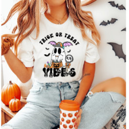 Trick oder Treat Vibes Retro Ghost Candy Halloween T-Shirt