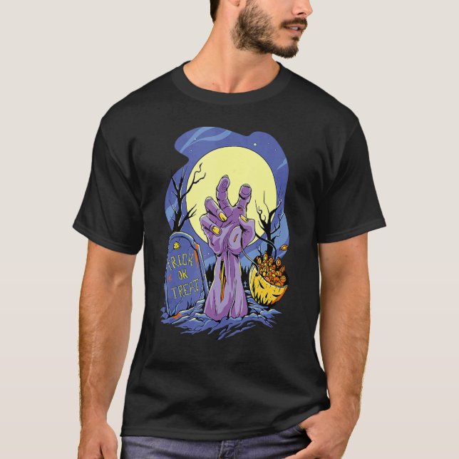 Trick oder Treat Zombie Hand mit Candy Halloween G T-Shirt (Vorderseite)