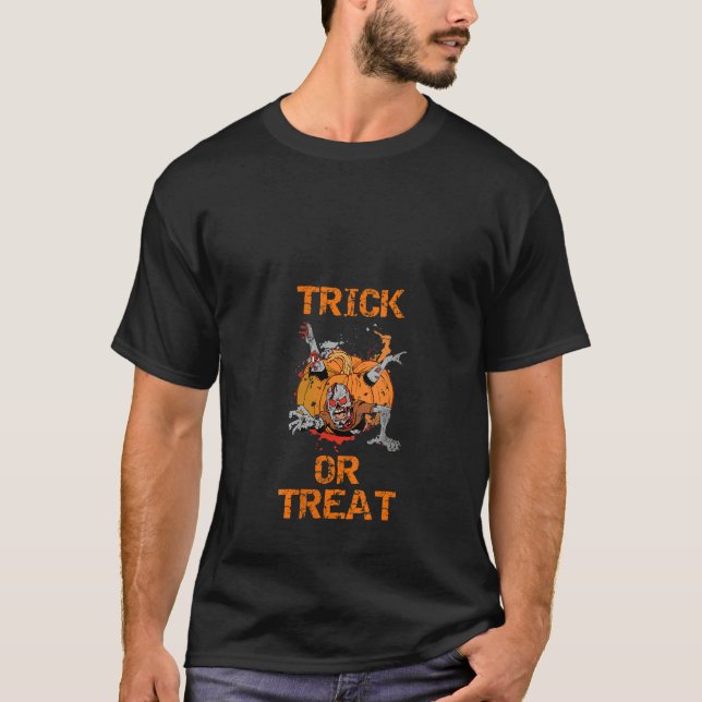 Trick oder Treat Zombie Pumpkin Halloween V N T-Shirt (Vorderseite)