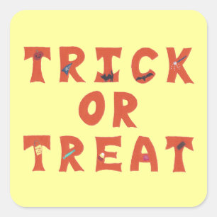 Trick- oder Treatdekorierte Halloween-Aufkleber Quadratischer Aufkleber