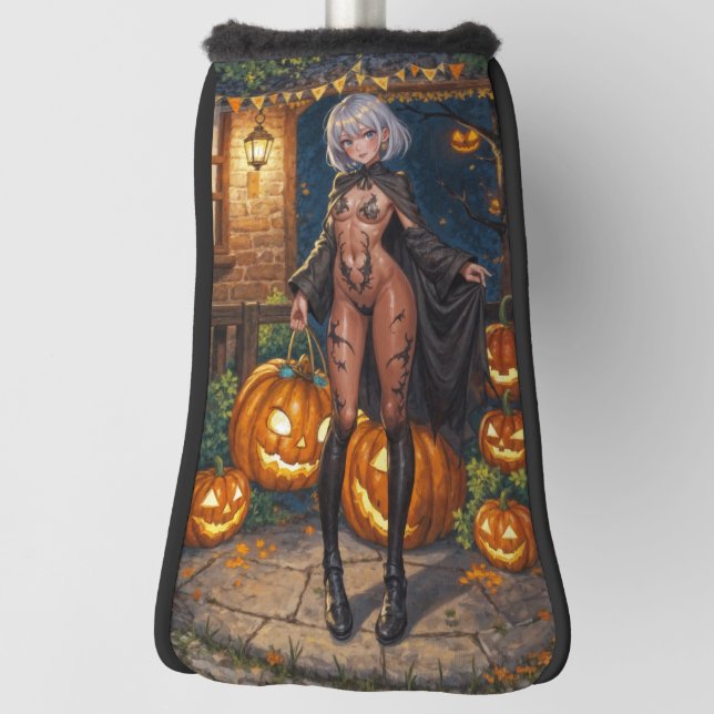 Trick oder Treater, mutiges Halloween-Kostümmädche Golf Headcover (Rotieren 90)