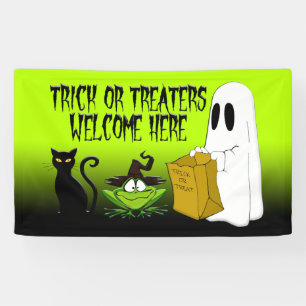 Trick oder Treaters Begrüßungsgrün-Banner Banner