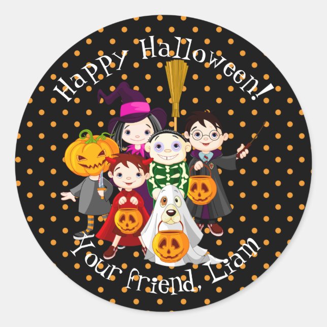 Trick oder Treaters Halloween Classic Round Label Runder Aufkleber (Vorderseite)