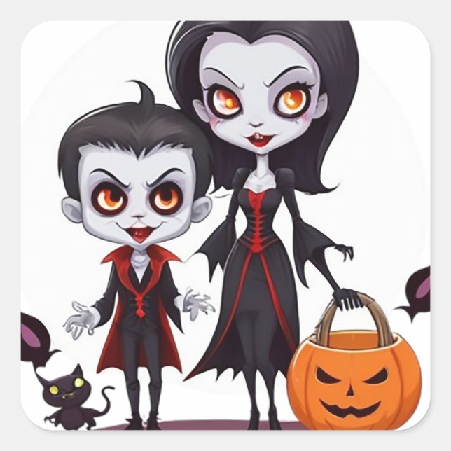 Trick oder Treaters Quadratischer Aufkleber (Vorderseite)