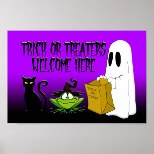 Trick oder Treaters Willkommen hier Halloween Post Poster
