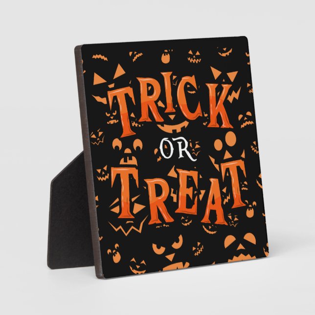 Trick- oder Treatplätschern für Halloween-Zimmerde Fotoplatte (Vorderseite)