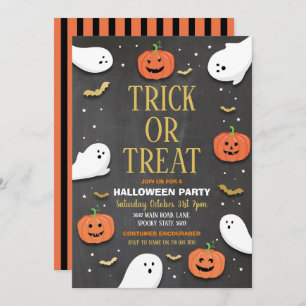 Trick oder Tree Halloween-Party Ghosts Bags Gold Einladung