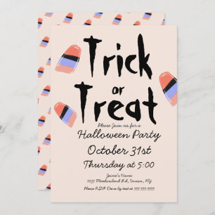 Trick oder Treppen Candy Kostüm Doodle Design Einladung