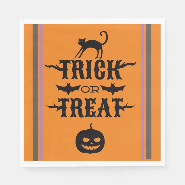 Trick- oder TreppenHalloween-Typografie-Party Serviette (Vorderseite)