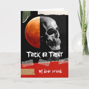 Trick oder Trete für Friend Halloween Skull Karte