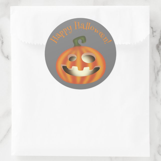 Trick oder Trete Halloween-Kürbis Runder Aufkleber (Tasche)