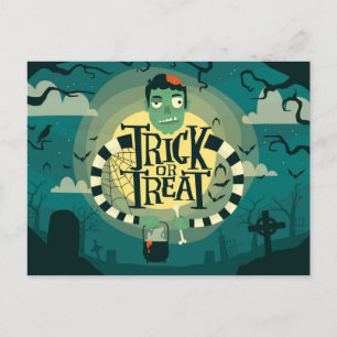 Trick oder Trete Spuk Friedhof Postkarte