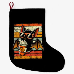 Trick oder Treten Niedlichen Bat Hipster Latte Fun Großer Weihnachtsstrumpf