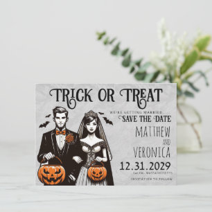 Trick oder Treten Save the Date Karte