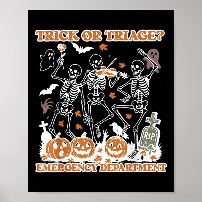 Trick oder Triage Emergency Department Er Skeleton Poster (Vorne)