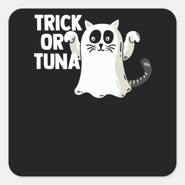 Trick oder Tuna Halloween Quadratischer Aufkleber (Vorderseite)