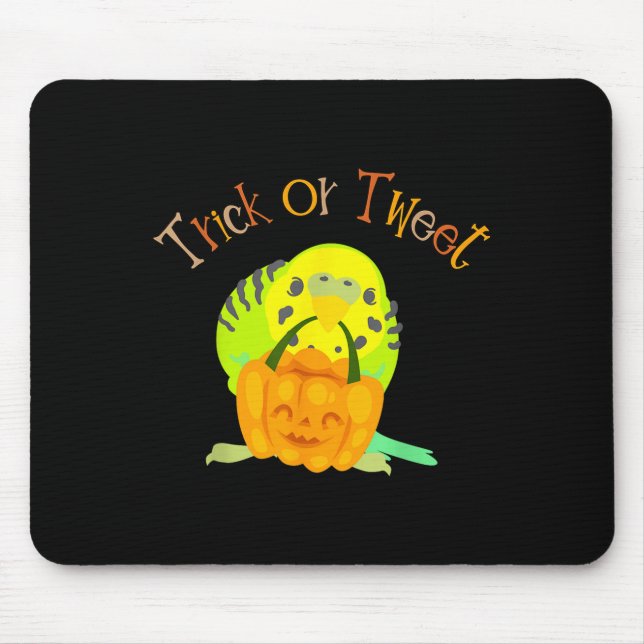 Trick oder Tweet Parakeet Budgie Mama Halloween Bi Mousepad (Vorne)