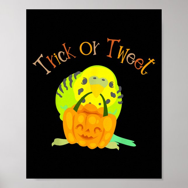 Trick oder Tweet Parakeet Budgie Mama Halloween Bi Poster (Vorne)