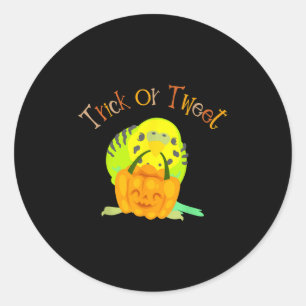 Trick oder Tweet Parakeet Budgie Mama Halloween Bi Runder Aufkleber